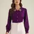 Purple collared shirt with contrast embriodery