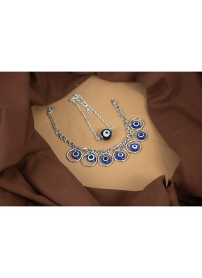Unisex evil eye combo of silver plated protection couple pair rakhi for bhaiya bhabhi 1