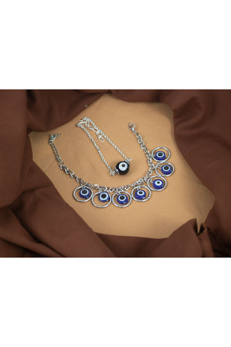 Unisex evil eye combo of silver plated protection couple pair rakhi for bhaiya bhabhi