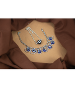 Unisex evil eye combo of silver plated protection couple pair rakhi for bhaiya bhabhi