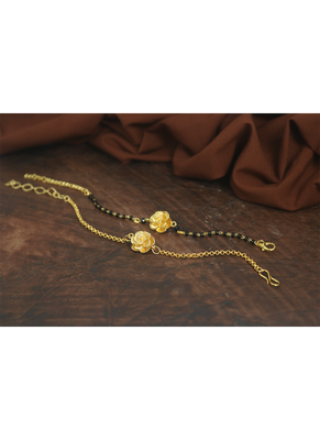 Gold plated combo of floral mangalsutra bracelet and rakhi bracelet for bhaiya bhabhi 1