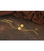 Gold plated combo of floral mangalsutra bracelet and rakhi bracelet for bhaiya bhabhi