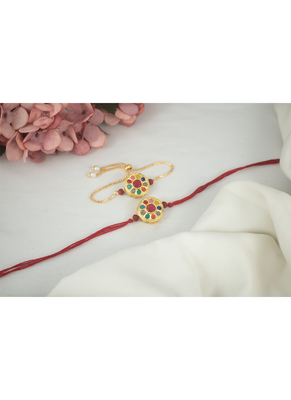 Handmade combo of multicolor stone couple pair rakhi (lumba) for bhaiya bhabhi 2