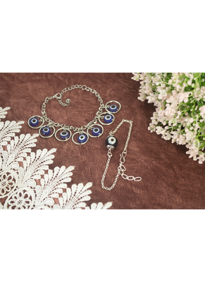Unisex evil eye combo of silver plated protection couple pair rakhi for bhaiya bhabhi 2