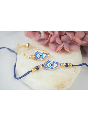 Stylish unisex evil eye combo of protection couple pair rakhi for bhaiya bhabhi 2