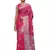 Pink tissue silk silver zari floral motifs saree with blouse piece