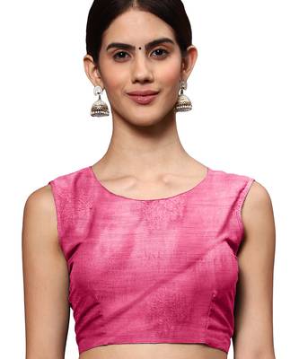 Pink tissue silk silver zari floral motifs saree with blouse piece 5