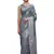 Metallic grey tissue silk silver zari floral motifs saree with blouse piece