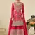 Red chinon embroidered palazzo suit