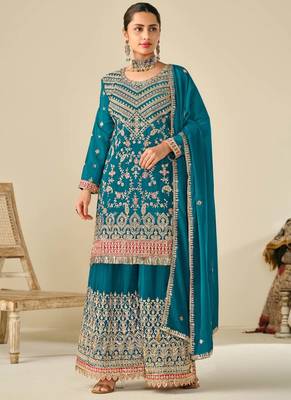 Rama chinon embroidered palazzo suit 1