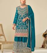 Rama chinon embroidered palazzo suit