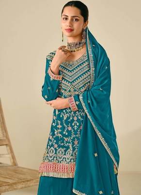 Rama chinon embroidered palazzo suit 3
