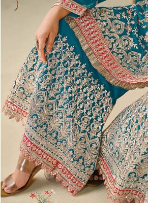 Rama chinon embroidered palazzo suit 4
