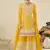 Yellow chinon embroidered palazzo suit