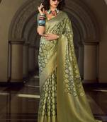 Mehendi tissue art silk with zari weaving wedding wear saree