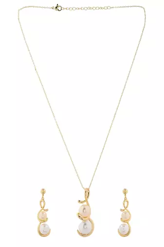 Golden grace pearl jewelry set gift for rakhi