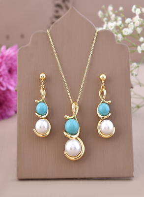 Golden grace pearl jewelry set gift for rakhi 1