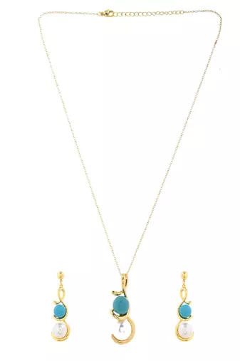 Golden grace pearl jewelry set gift for rakhi