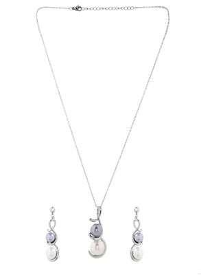 Elegant dual-tone pearl jewelry set gift for rakhi 3