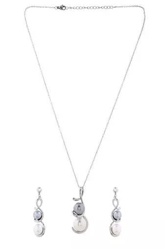 Elegant dual-tone pearl jewelry set gift for rakhi