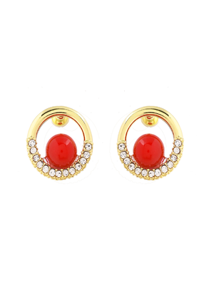 Radiant red stone & gold-tone jewelry set gift for rakhi 3