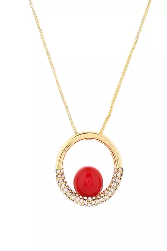 Radiant red stone & gold-tone jewelry set gift for rakhi