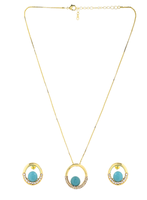 Elegant gold-tone & turquoise jewelry set gift for rakhi 2