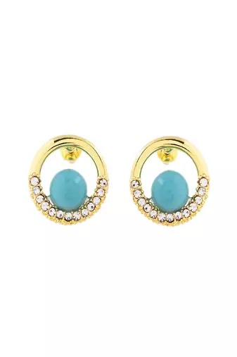 Elegant gold-tone & turquoise jewelry set gift for rakhi