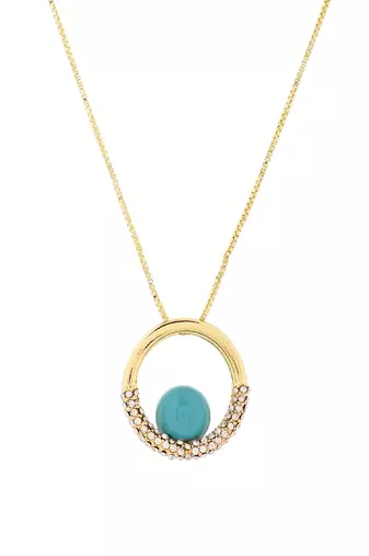Elegant gold-tone & turquoise jewelry set gift for rakhi