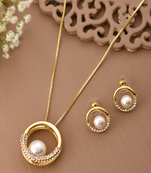 Classic gold & pearl jewelry set gift for rakhi