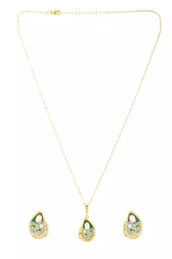 Vintage-inspired gold & pearl jewelry set gift for rakhi