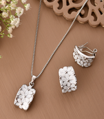 Classic white enamel & silver jewelry set gift for rakhi
