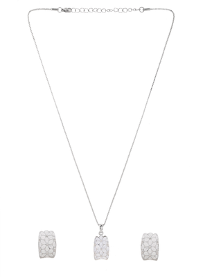 Classic white enamel & silver jewelry set gift for rakhi 2
