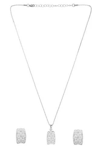 Classic white enamel & silver jewelry set gift for rakhi