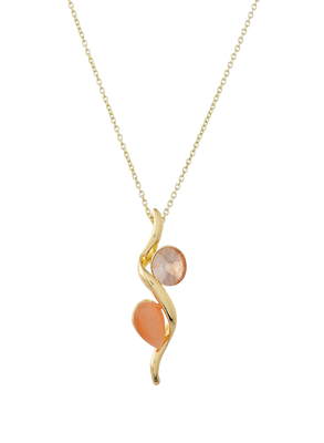 Golden swirl crystal & peach stone jewelry set gift for rakhi 3