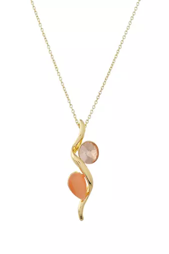 Golden swirl crystal & peach stone jewelry set gift for rakhi