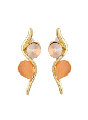 Golden swirl crystal & peach stone jewelry set gift for rakhi 4