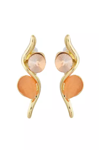 Golden swirl crystal & peach stone jewelry set gift for rakhi