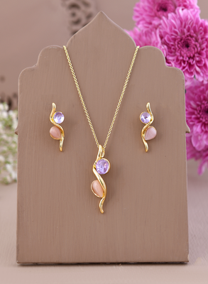 Enchanted harmony dual-tone gemstone jewelry set gift for rakhi 1