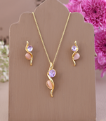 Enchanted harmony dual-tone gemstone jewelry set gift for rakhi