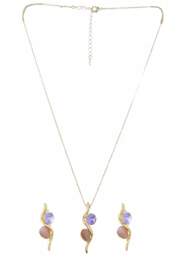 Enchanted harmony dual-tone gemstone jewelry set gift for rakhi