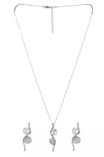 Moonlit elegance silver jewelry set gift for rakhi