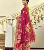 Red dola silk heavy zari weaving cut dana work and designer contrast blouse wedding sarees