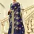 Navy blue dola silk heavy zari weaving cut dana work and designer contrast blouse wedding sarees