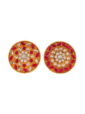 Set of 2 gold toned meenakari adjustable engagement finger ring for women 3