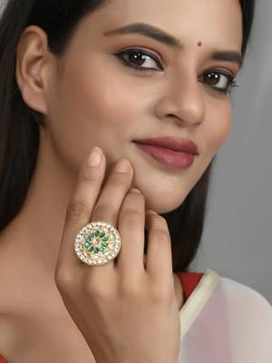 Set of 2 gold plated meenakari adjustable enamelled traditional finger ring 1