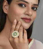 Set of 2 gold plated meenakari adjustable enamelled traditional finger ring