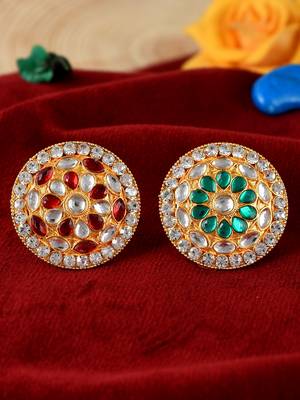 Set of 2 gold plated meenakari adjustable enamelled traditional finger ring 2