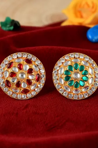 Set of 2 gold plated meenakari adjustable enamelled traditional finger ring