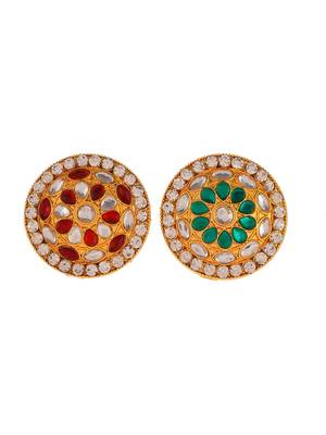 Set of 2 gold plated meenakari adjustable enamelled traditional finger ring 3